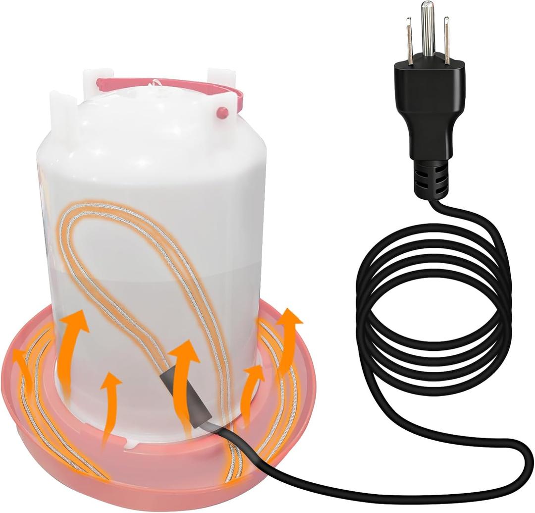 Chicken Water Heater Cord, Freeze-Proof Heated Waterer for Chickens & Poultry, Safe Low-Watt Heating Cable Keeps Water Ice-Free in Winter for Ducks, Rabbits & Small Animals (2 Pack)