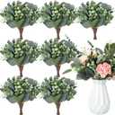 Janinka 10 Pcs Mixed Eucalyptus Leaves Stems Bulk Artificial Eucalyptus Leaves with White Seeds Artificial Silver Dollar Sprays Faux Oval for Floral Wreath Bouquets Wedding Greenery Decoration