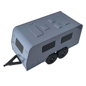 LAFEINA Travel Trailer with Hitch, Camper Trailer with 4x1.0 Tires for 1/18 RC Crawler Car TRX4M Upgrade Accessory (Gray)
