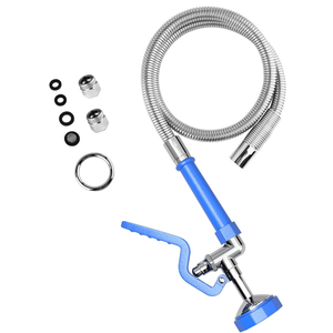Commercial Sink Sprayer with 45” Stainless Steel Hose, 1.42 GPM Pre Rinse Sprayer, High-Pressure Dish Spray for Restaurant Use, Commercial Faucet Spray Nozzle with Adapters (Blue)