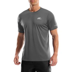 Men's UPF 50+ Sun Protection Dry Fit Workout T-Shirts Rash Guard Swim Shirts Moisture Wicking Tee for Athletic, Beach, Hiking (Gray, XL)