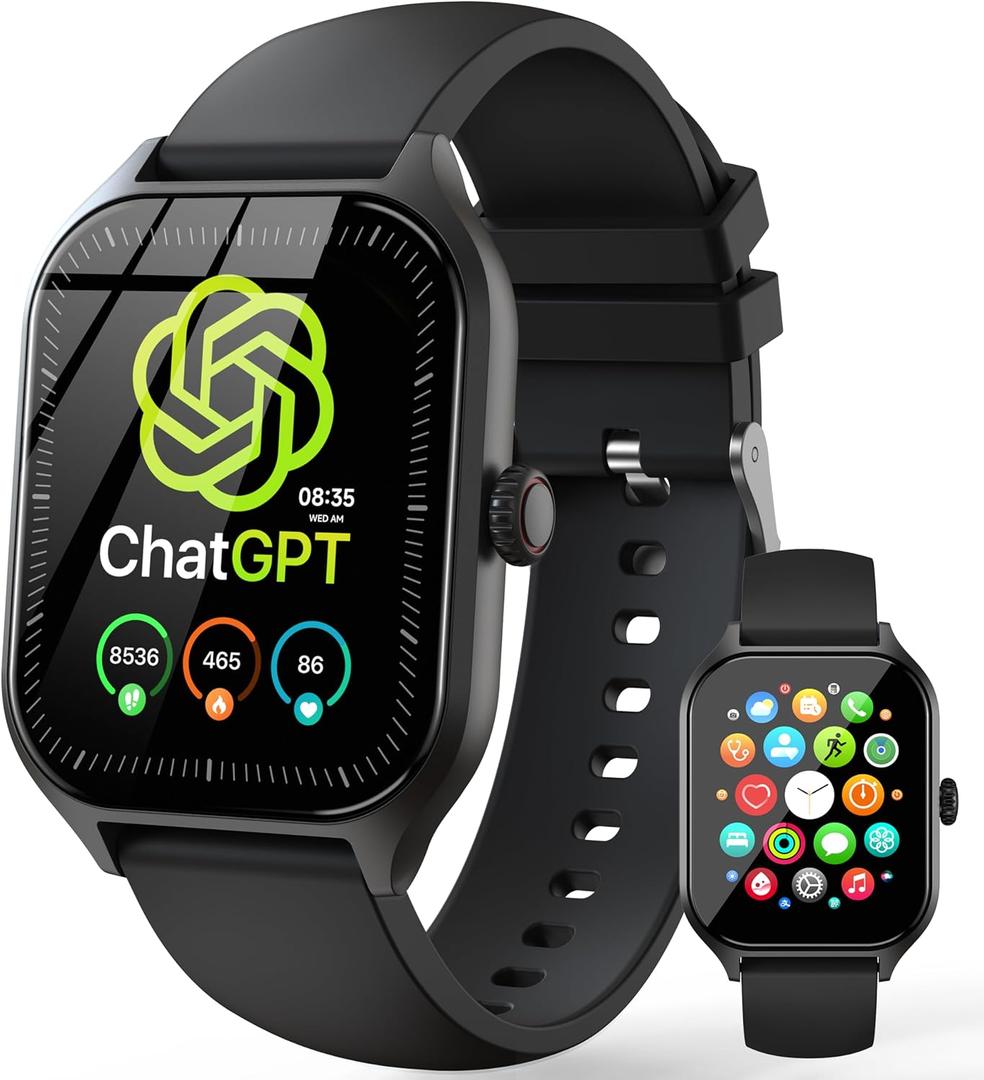 ChatGPT AI Translation Smart Watch, AMOLED Display Fitness Tracker, Fitness Watch,Watches for Man and Women,Titanium Alloy IP68 Waterproof, Multi-Sport Modes, Compatible with Android & iOS,Black
