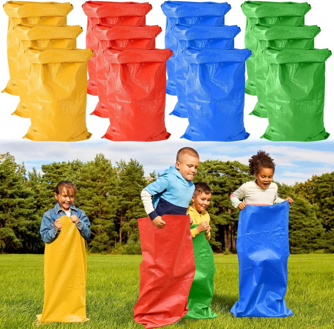 UNIFAMILY 12pcs Colorful Potato Sack Race Bags for Kids and Adults, 40 X 24inches Sack Race Bags for Outdoor Sports Games, Outdoor Lawn Games for Adults and Kids, Carnival Easter