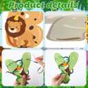 Leinuosen 21 Pcs Safari Animals Happy Birthday Party Decorations 10 Animal Figure Model Cake Topper 10 Mini Party Hat, 1 Happy Birthday Banner for Mini Animals Themed Decor