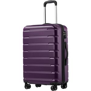 Coolife Luggage Suitcase Carry-on Spinner TSA Lock USB Port Expandable (only 28’’) Lightweight Hardside Luggage (Purple, L(28in))