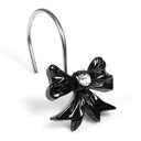 Black White Butterfly Shower Curtain Hooks: 12 Pcs Cute Resin Bow Tie Decorative Rustproof Stainless Steel Rings for Garden Farmhouse Cottage Nature-Inspired & Seasonal Spring Summer Bathroom Bedroom