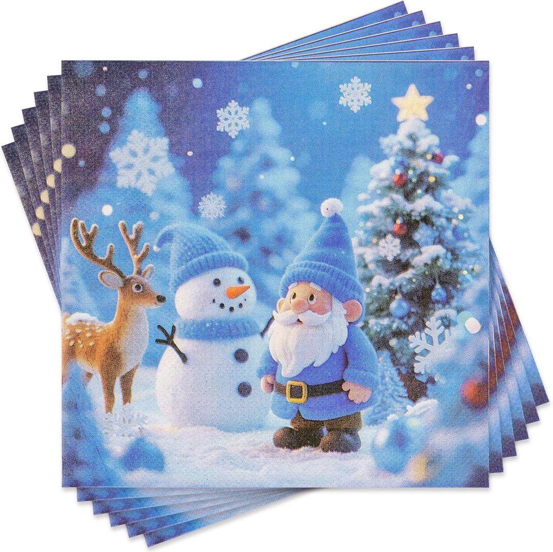 4 x Elegant Christmas Cocktail Napkins Paper for Holiday Parties, Decorative Paper Dinner Napkins in a 20-Count Pack