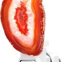 Hortsun Stone Nightlight Plug into Wall Christmas Agate Night Light Agate Slice Light Crystal with Switch Home Decor Hallway Lights, Nightlight for Toilet Kitchen Bedroom(Orange Red)