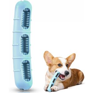 Version 2.0Bite and Brush Chew Toys for Dogs - Dental Chew Toy with Bristles for Teeth Cleaning, Interactive Dog Toy to Keep Them Busy, Ideal Puppy Teething Tool for Tiny Small Medium Dogs-Blue