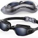 Aegend Swim Goggles, Swimming Goggles No Leaking Full Protection Adult Men Women Youth (Dark Black)