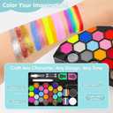 Face Painting Kit for Party - 24 Colors - Water Based Non Toxic Face Paint Set with Brushes, Stencils, sponges, Glitter, Crayon for Easter; Halloween; Carnival; Birthday; Stage Makeup Kit