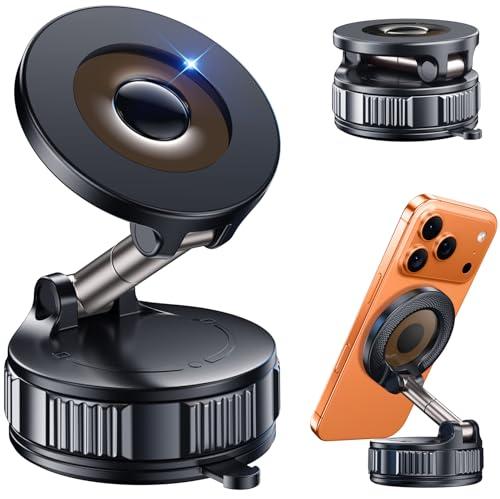 Car Phone Holder for Magsafe - Vacuum Magnetic Suction Phone Holder Mount with 360° Adjustable Stand Car Accessories for Car/Gym/Mirror/Smooth Surface, Travel Essentials for iPhone 17/16/15/14/13/12