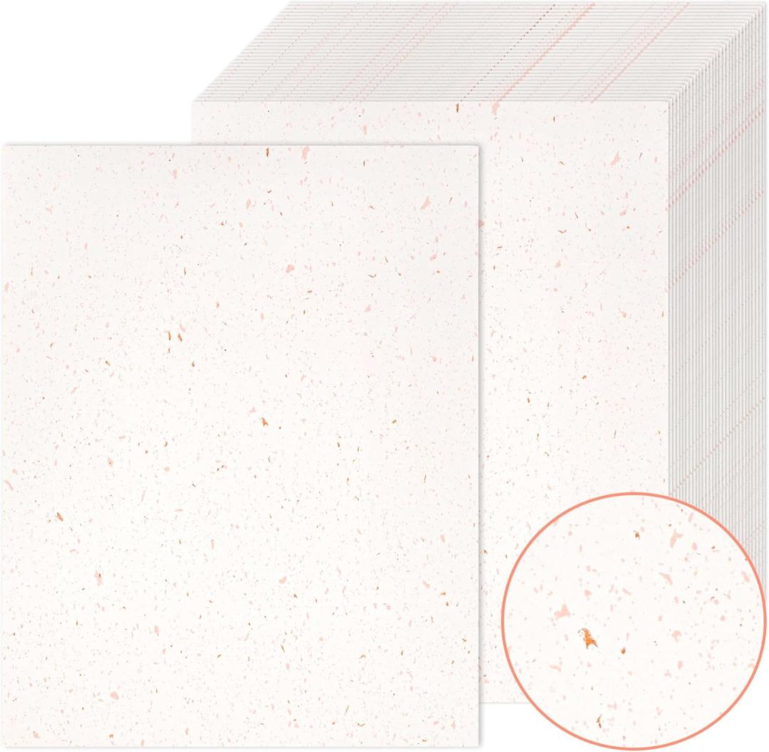 50 Sheets 32 lb Ivory Resume Paper for Printing 120 gsm Gold Foil Flakes Decoative Paper 8.5x11 Aesthetic Stationery Paper,Great for Certificate,Menus,Invitations,Letters