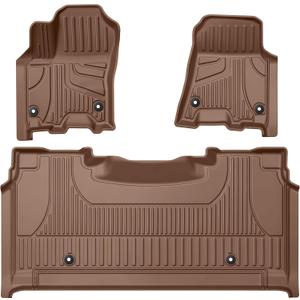 Floor Mats Fit for Dodge Ram 1500/1500 RHO Crew Cab 2025 2026, Brown | Bucket Seats, Not Fit Quad Cab/Bench Seats, TPE All Weather Mat Custom Fit Precise Coverage, The Car With Storage Need to Cut