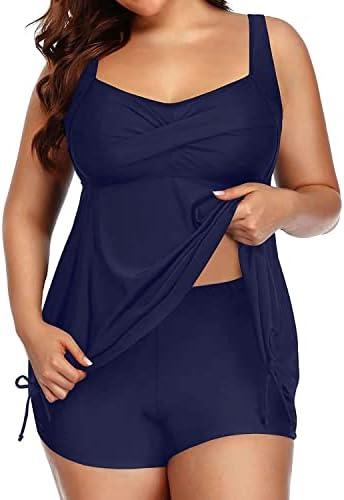 Aqua Eve Women Plus Size Tankini Swimsuit Two Piece Flowy Swimdress Bathing Suits with Shorts , size 22W
