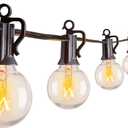 Brightown Outdoor String Lights 25FT G40 Globe Patio Lights with 27 Edison Glass Bulbs(2 Spare), Waterproof Connectable Hanging Light for Backyard Porch Balcony Party Decor, E12 Socket Base, Black