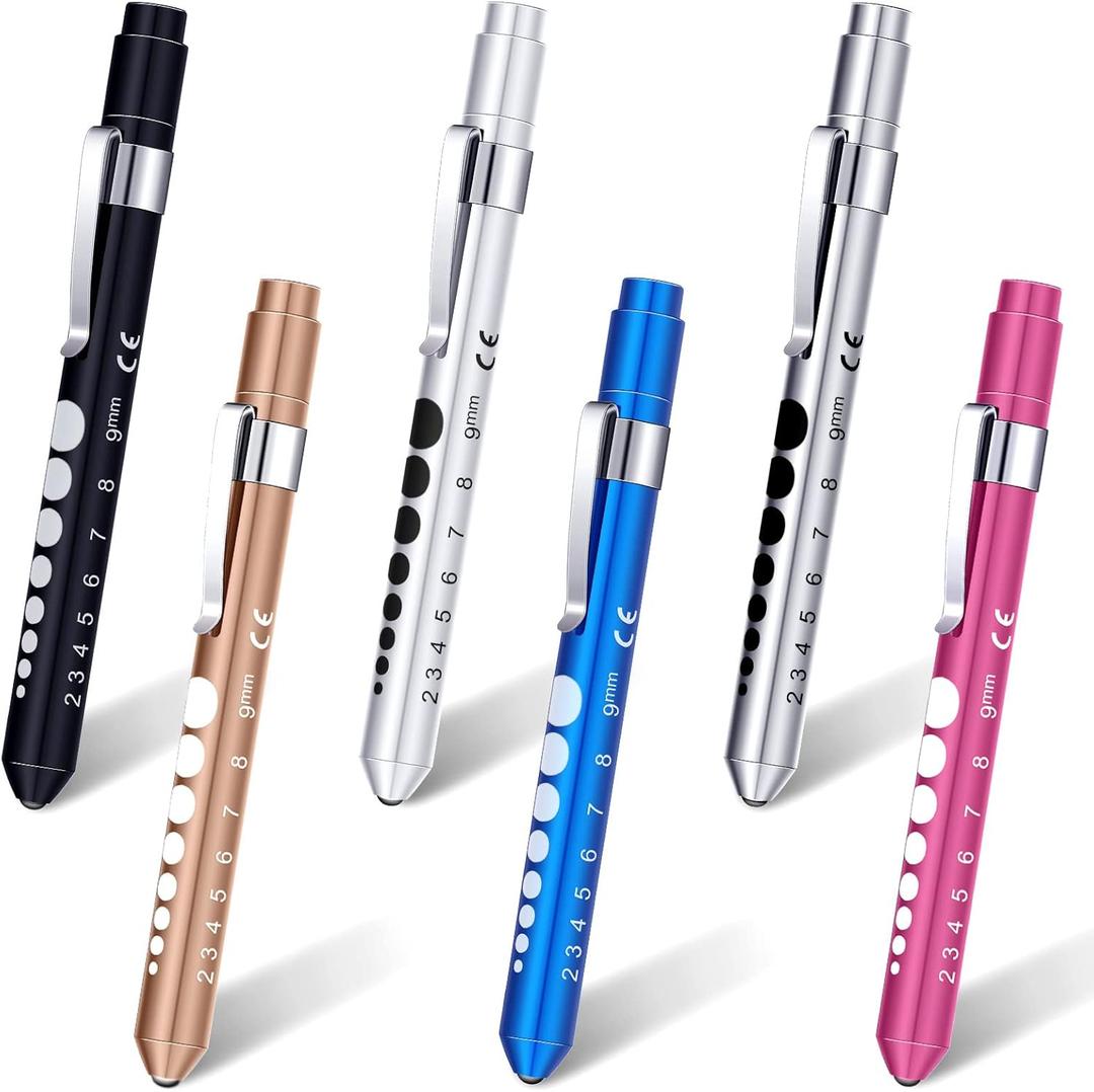 6 Pcs Penlight for Nurse LED Reusable Pen Light with Pupil Gauge Nurses Pin Light for Torch Medical Students Doctors Daily Use with Pocket Clip Nurse and Doctor Gifts(Elegant Colors)