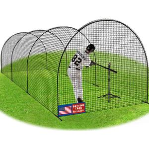 Portable Baseball Batting Cage Net with Sturdy Steel Frame, 20FT/ 30X12X8FT Batting Cages for Backyard Baseball Training Equipment with Carry Bag