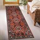 Beeiva Oriental Red Carpet Runners for Hallway 6ft Non Slip Washable Bedroom Runner Rug 2x6, Vintage Low-Pile Print Floor Carpet for Kitchen Entryway Bathroom Home Decor (Red/Multi)