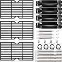 Grill Replacement Parts for Charbroil 4 Burner 463436215, 463439915, 463436213, 463436214, G432-001N-W1, 16 7/8" Cast Iron Grill Grates, Burner Tubes, Heat Plates, Carryover Tubes, Igniters.