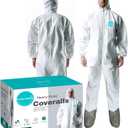 Andes 25 Pack Hazmat Suits with Boots, Lab Coveralls, Size X-Large