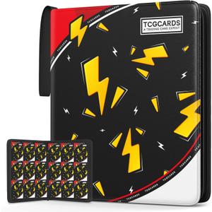 Trading Card Binder 9 Pocket,Card Binder 900 Pockets,Card Book Holder Cards with 50 Removable Sleeves,3-Ring Zip Design MTG/TCG/Sport Collectible Trading Card Albums Gifts for Boys and Girls (Black)