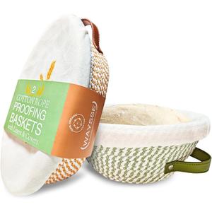 Banneton Bread Proofing Basket Set,Cotton Rope Sourdough Banneton Basket Oval Round, 10 inch Sourdough Bread Baking Supplies with 4 Liners, Handmade Proofing Bowls for Artisan Bakers Starter