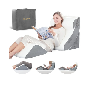 Kingfun 4pcs Orthopedic Bed Wedge Pillow Set for Post Surgery, Memory Foam for Sleeping, Adjustable Leg, Back and Arm Support, Sitting Up and Rest Pillow with Travel Bag