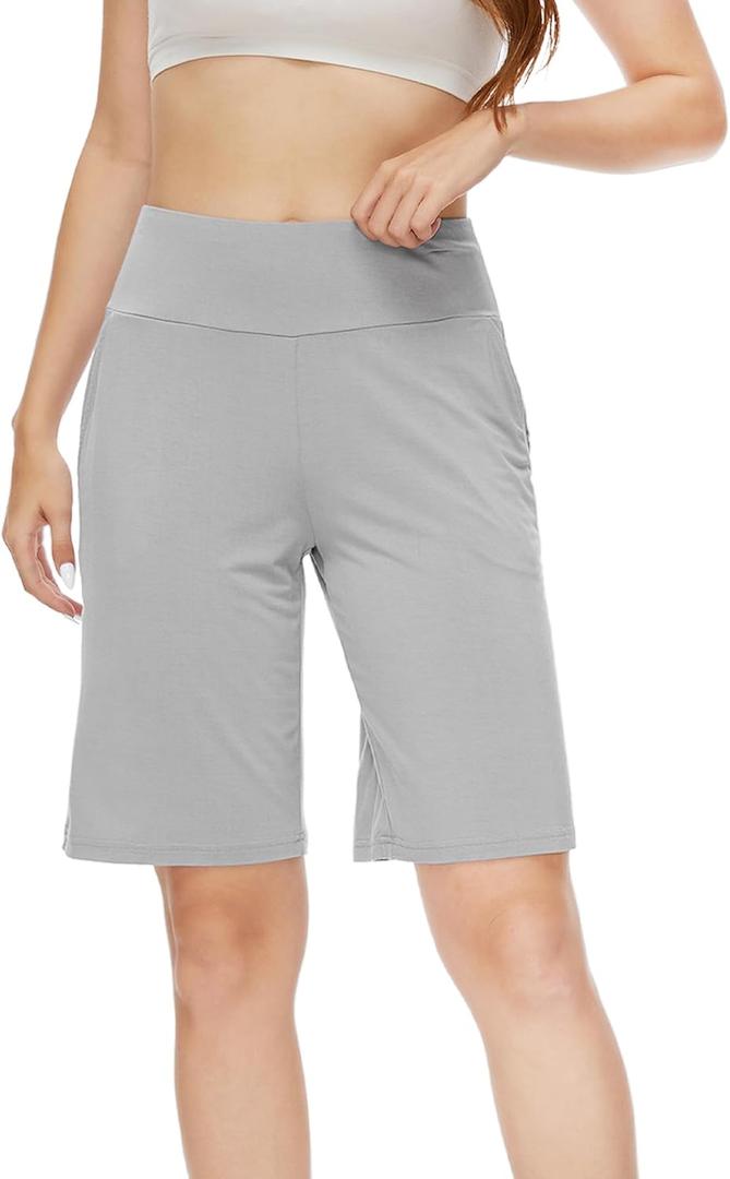 WiWi Viscose from Bamboo Soft Sleep Shorts for Women Short Pants Pajama Bottoms Lounge Plus Size (Size X-Large, Light Grey)