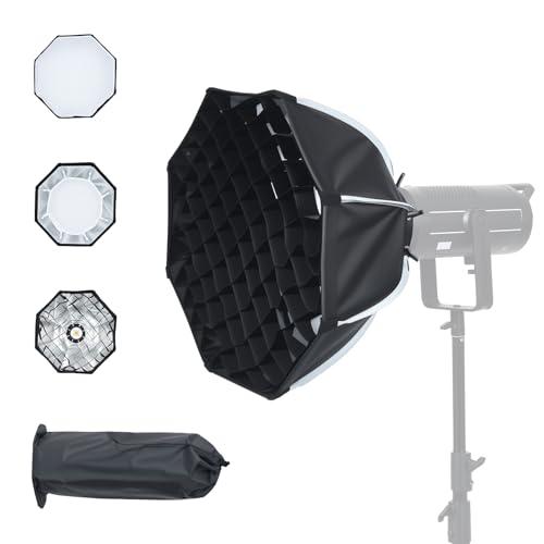 UTEBIT 21"/55cm Octagonal Softbox, Quick Release Parabolic Soft Box with Bowens Mount, Portable & Collapsible Removable Diffusers, Grid, Bag for Portrait Photography, Video Production,Studio Lighting