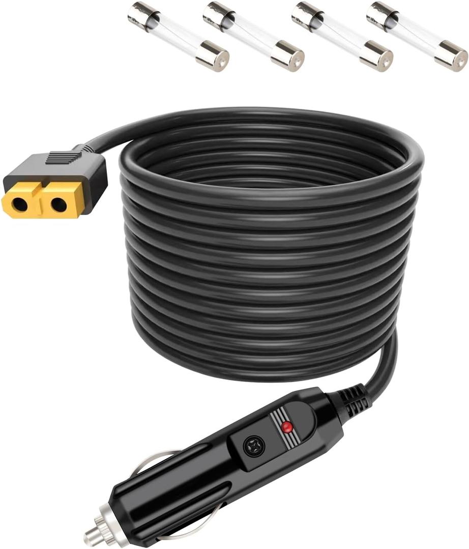 Car Charger XT60 Extended Power Cord 12V/24V Compatible with Anker 757/767, Bluetti EB55, Ecoflow Delta/Receiver Series Portable Power Stations. (6.6 feet)
