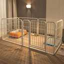 Dog Fence，Puppy playpen，Metal playpen with gate，Freely combinable, Easy to Install，Indoor Outdoor ，Dog Pen Indoor(47 * 24 * 24IN-6PSC)