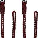 Frienda 2 Set Heavy Duty Paracord Lanyard Necklace Whistles Strap Braided 550 Keychain Lanyard for Outdoor Activities (Black and Red Camo)
