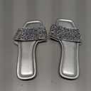 GORGLITTER Women's Sparkly Jeweled Flat Sandals Dressy Open Toe Glitter Shiny Slippers Slip-on Shoes, Size 8