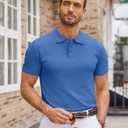 COOFANDY Mens Knit Polo Shirts Casual Short Sleeve Button Down Polo Shirt Classic Golf Shirts, S