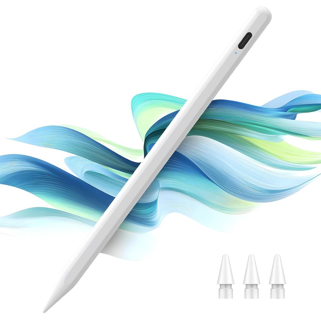 Stylus Pen for iPad 9th&11th Generation - 2X Fast Charge Digital Pen - Compatible with 2018-2025 Apple iPad Pro 11"/12.9"/M4, iPad mini 5-6 Gen, iPad Air 3/4/5/M2/M3-White