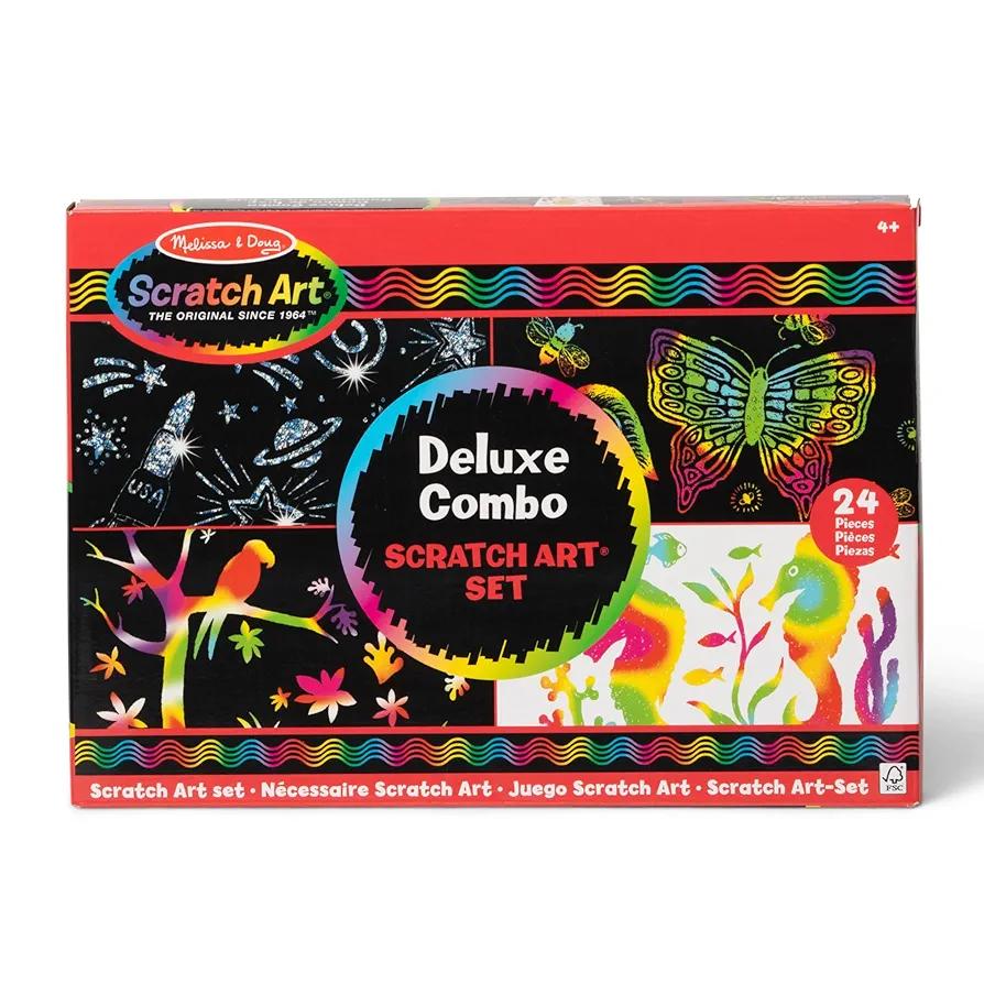 Melissa & Doug Deluxe Combo Scratch Art Set: 16 Boards, 2 Stylus Tools, 3 Frames - FSC Certified