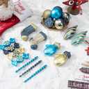 87Pcs Christmas Ball Ornaments Set, Assorted Shatterproof Hanging Tree Decorative for Xmas Tree Holiday Party and Home Decor (Blue & Gold)