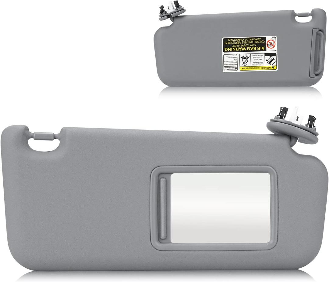 Sun Visor with Vanity Light for 2006-2013 Toyota RAV4, Right Passenger Side Gray Sunvisor Replacement 74310-42452-B2 (Grey) Right, Grey