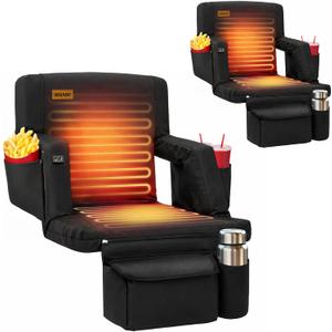Overmont Heated Stadium Seats 2 Pack with Back Support, Dual-Zone Heat, 20.5'' Wide - 2PCS