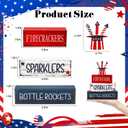 4 Pcs 4th of July Patriotic Wooden Tiered Tray Decor, Independence Day Decorations Gifts for Home, Memorial Day Red White Blue Table Centerpiece for Office Party Shelf Kitchen 250th Anniversary