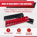 8Pcs Magnetic Socket Organizer Set, 1/2", 1/4" and 3/8" SAE & Metric Deep & Shallow Tools Tray Holder Kit, holds 199pcs Sockets (sockets not included) (8PC 1/2&3/8&1/4)