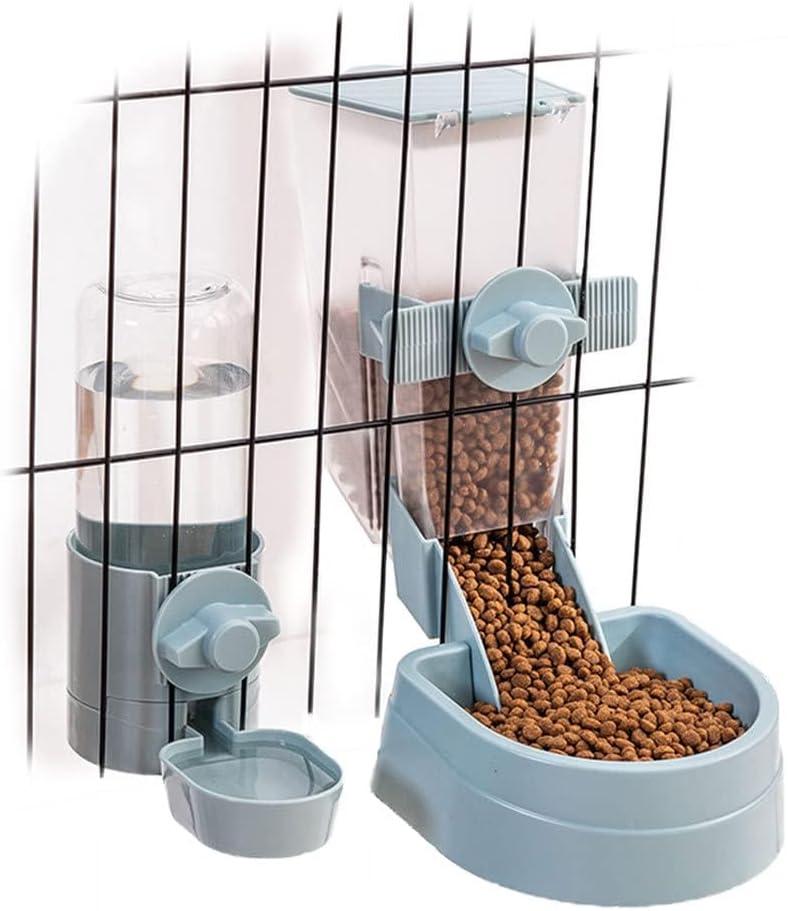 Oncpcare Rabbit Food and Water Bowl Set for Cage - Small Animal Food Dish for Rabbits, Ferrets, Cats, Birds (Blue)