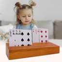 Card Holders for Playing Cards Holder Stand Wood Playing Card Holder for Kids Canasta Holder for Adults Seniors Card Deck Crowns Uno Games Set of 4(Orange)