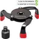 Toolwiz Universal Oil Filter Wrench 3 Jaw Adjustable Oil Filter Removal Tool One Way Change Tool Removing from 2-3/8'' to 3-7/8'' 60mm - 98mm