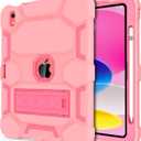 CCMAO Case for iPad (A16) 11th/10th Generation(2025/2022), iPad 10th Case with Kickstand & Pencil Holder, Heavy Duty Shockproof Hybrid Three Layer Protective Cover for iPad 11/10, Rose Gold+Rose