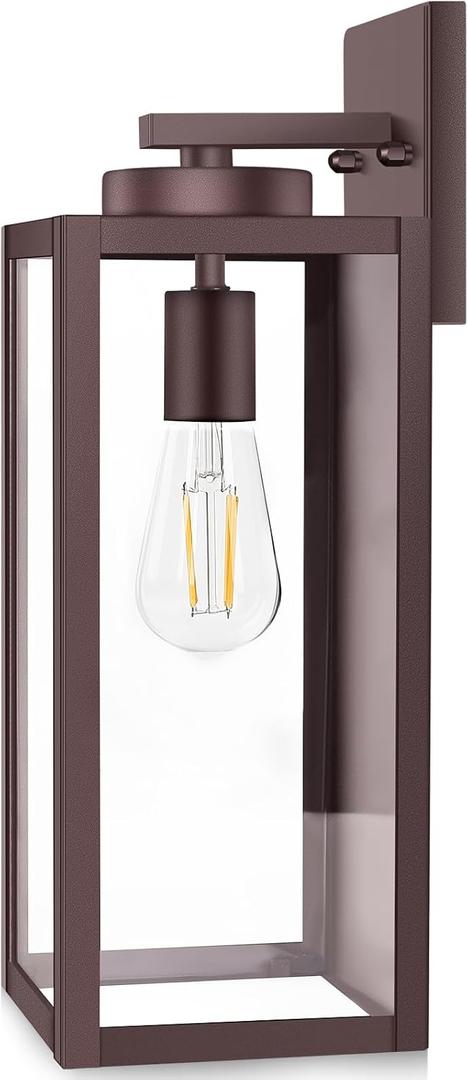Large Size Outdoor Wall Light Fixture, Exterior Lighting Fixture Porch Sconce Wall Mounted, Waterproof Outdoor Wall Lantern Lamp, Outside Light for House Patio Front Door Entryway Garage, Brown (15.25" (1-Pack), Oil-Rubbed Bronze)