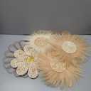 Chunful 7 Pcs Boho Wall Basket Decor Rattan Flower Wall Decor Nursery Daisy Flower Woven Macrame Hanging Flowers for Baby Kids Girls Farmhouse Bedrooms Living Rooms Kitchen Home (Light Beige Yellow)