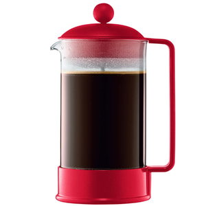 Bodum 34oz Brazil French Press Coffee Maker, HighHeat Borosilicate Glass, Red  Made in Portugal