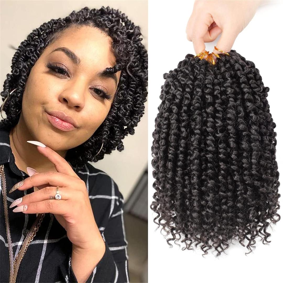 Passion Twist Hair - 8 Packs 8 Inch Passion Twist Crochet Hair For Women, Crochet Pretwisted Curly Hair Passion Twists Synthetic Braiding Hair Extensions(8 Inch 8 Packs, #2)
